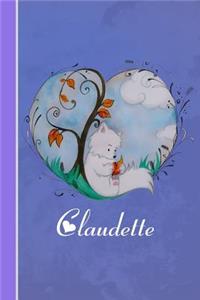 Claudette: Cahier Personnalisé - Fox Avec Coeur - Couverture Souple - 120 Pages - Vide - Notebook - Journal Intime - Scrapbook - Idée Cadeau