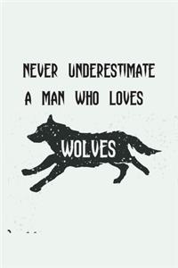 Never Underestimate A Man Who Loves Wolves