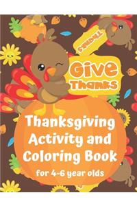 Thanksgiving Activity and Coloring Book for 4-6 year olds