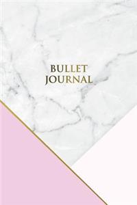 Bullet Journal: Marble + Gold Trendy Journal - 120-Page 1/4 Inch Dot Grid Notebook- 6 X 9 Marble & Gold Perfect Bound Softcover