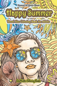 Happy Summer Travel Size Adult Coloring Book