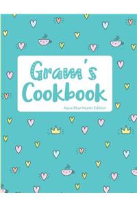 Gram's Cookbook Aqua Blue Hearts Edition