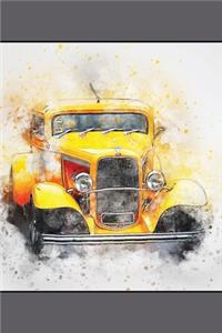 Old Yellow Car - Lined Notebook