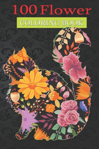 100 Flower Coloring Book