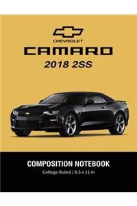 Chevrolet Camaro 2018 2SS Composition Notebook College Ruled / 8.5 x 11 in