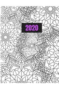 2020: Mandala Coloring Planner Calendar, Monthly Calendar Schedule Organizer with Coloring Pages, Notes, & Inspirational Quotes