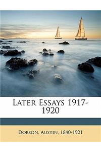 Later Essays 1917-1920