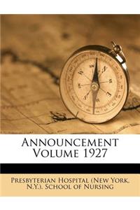 Announcement Volume 1927