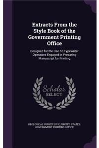 Extracts from the Style Book of the Government Printing Office