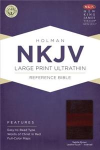 NKJV Large Print Ultrathin Reference Bible, Saddle Brown