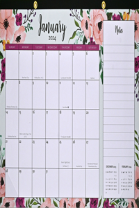 2024 Floral Desk Pad and Wall Calendar - 11'' X 17'' - (12-Month Calendar with 152 Bonus Stickers!)