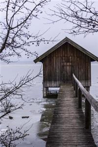 Old Boathouse on an Icy Lake in Winter Journal