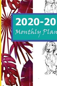 2020-2021 Monthly Planner: Red Blue Floral Line Dog 2 Year Monthly Planner: Calendar Schedule Organizer January 2020 to December 2021 (24 Months) With Holidays and inspiration