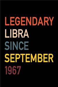 Legendary Libra Since September 1967: Diary Journal - Legend Since Sept. Born In 67 Vintage Retro 80s Personal Writing Book - Horoscope Zodiac Star Sign - Daily Journaling for Journalist