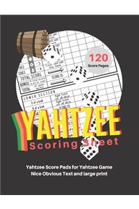 Yahtzee Scoring Sheet