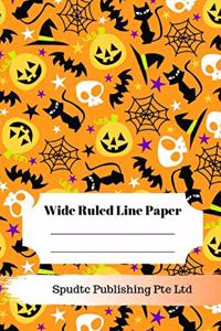 Scary Pumpkin Theme Wide Ruled Line Paper