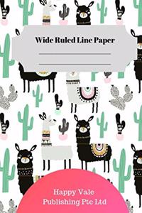 Cute Ilama Theme Wide Ruled Line Paper