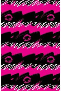 Journal Notebook Pink Lips - Abstract Pink and Black Pattern