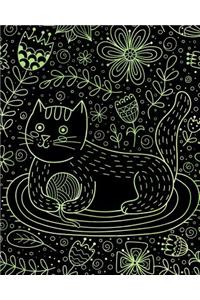 Journal Notebook Cute Cat in Flowers Pattern 6