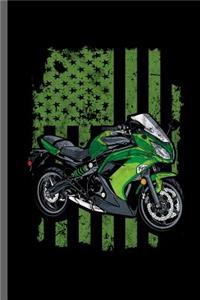 Green Motorcycle Flag: Motorcycles Dirt Bike Bikers Riders Racers Motocross Racing Extreme Sports Gift (6x9) Dot Grid notebook Journal to write in