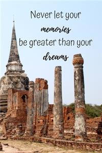 Never Let Your Memories Be Greater Than Your Dreams