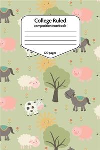 College Ruled Composition Notebook: 6x9 120 Page Farm Theme