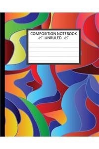 Unruled Composition Notebook 8 x 10. Seamless Rainbow Colors Pattern.