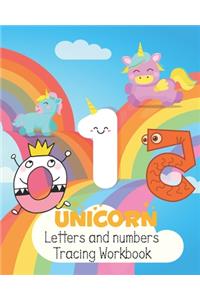 Unicorn Letters and numbers Tracing workbook