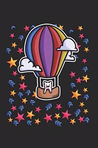 Hot Air Balloon Stars Cat Notebook