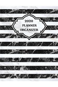 2020 Weekly Monthly Planner Stripes Black White Marble