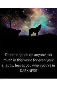 Do not depend on anyone too much, even your shadow leaves you when you're in darkness