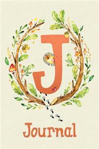 Cute Woodland Critter Journal with Initial: Cute Woodland Hedgehog Journal Initial 'j'