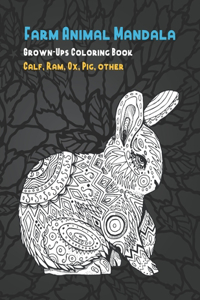 Farm Animal Mandala - Grown-Ups Coloring Book - Calf, Ram, Ox, Pig, other