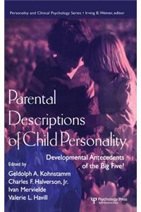 Parental Descriptions of Child Personality