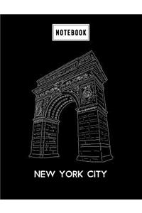 New York City Notebook: An elegant 110-page 7.44''x 9.69'' Wide Ruled Lined Composition Notebook with Washington Square Park in New York City