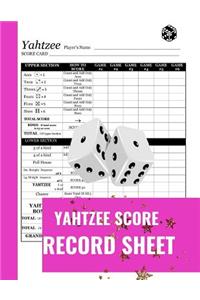 Yahtzee Score Record Sheet
