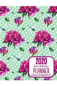 2020 Daily & Weekly Planner Peonies & Dragonflies