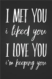 I Met You, I Liked You, I Love You, I'm Keeping You