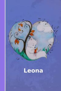 Leona: Personalisiertes Notizbuch - Fuchs Mit Herz - Softcover - 120 Seiten - Leer / Blanko / Nummeriert - Notebook - Tagebuch - Diary - Scrapbook - Gesche