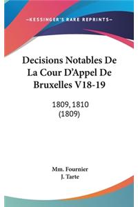 Decisions Notables de La Cour D'Appel de Bruxelles V18-19