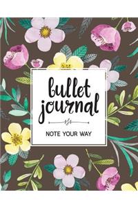 Bullet Journal Dot Grid for 90 Days, Flower Orchid Tropical Garden Numbered Pages Quarterly Journal Diary,