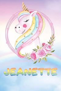 Jeanette: Jeanette's Unicorn Personal Custom Named Diary Planner Perpetual Calander Notebook Journal 6x9 Personalized Customized Gift For Someone Who's Surnam