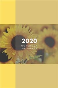 2020 Lined Notebook & Planner, Soft Cover 6x9 College Ruled, Yellow