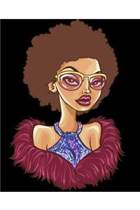 Black Diva: Retro Afro Hair Black Girl Magic Black Queen 7.5 x 9.25 Wide Ruled 200 Pages (Journal School Composition Notebook Book)