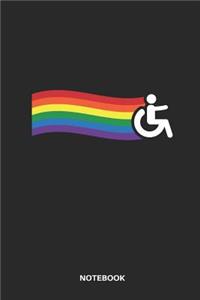 Notebook: Notebook for Handicap People with Humor Lgbt Flag with Wheelchair.