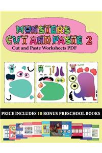 Cut and Paste Worksheets PDF (20 full-color kindergarten cut and paste activity sheets - Monsters 2)