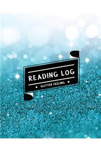 Reading Log: Record My Favorite Books I've Read (Large Size) - Sky Blue Shining Glitter