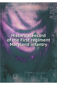 Historical Record of the First Regiment Maryland Infantry