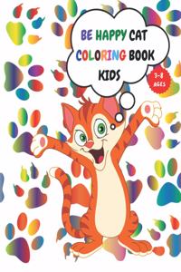 Be Happy Cat Coloring Book Kids 3-8