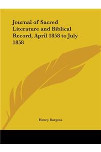 Journal of Sacred Literature and Biblical Record, April 1858 to July 1858